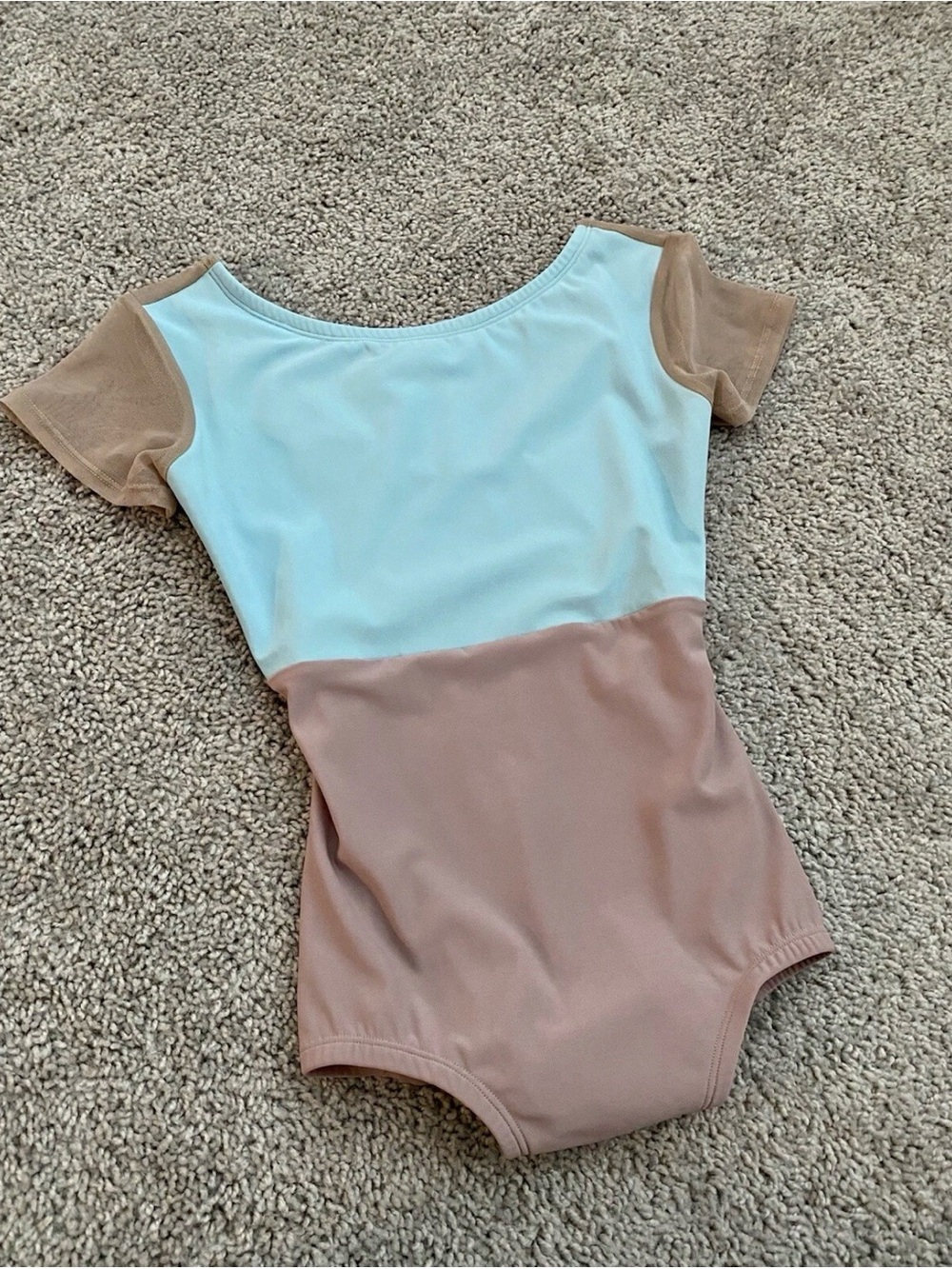 Luckyleo Flight Sky Blue & Dusty Rose Nude Mesh Pink Ballet Leotard Dancewear M